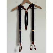Colours AJ Suspenders One Size Navy Red Vintage Y-Back Leather Button End Braces