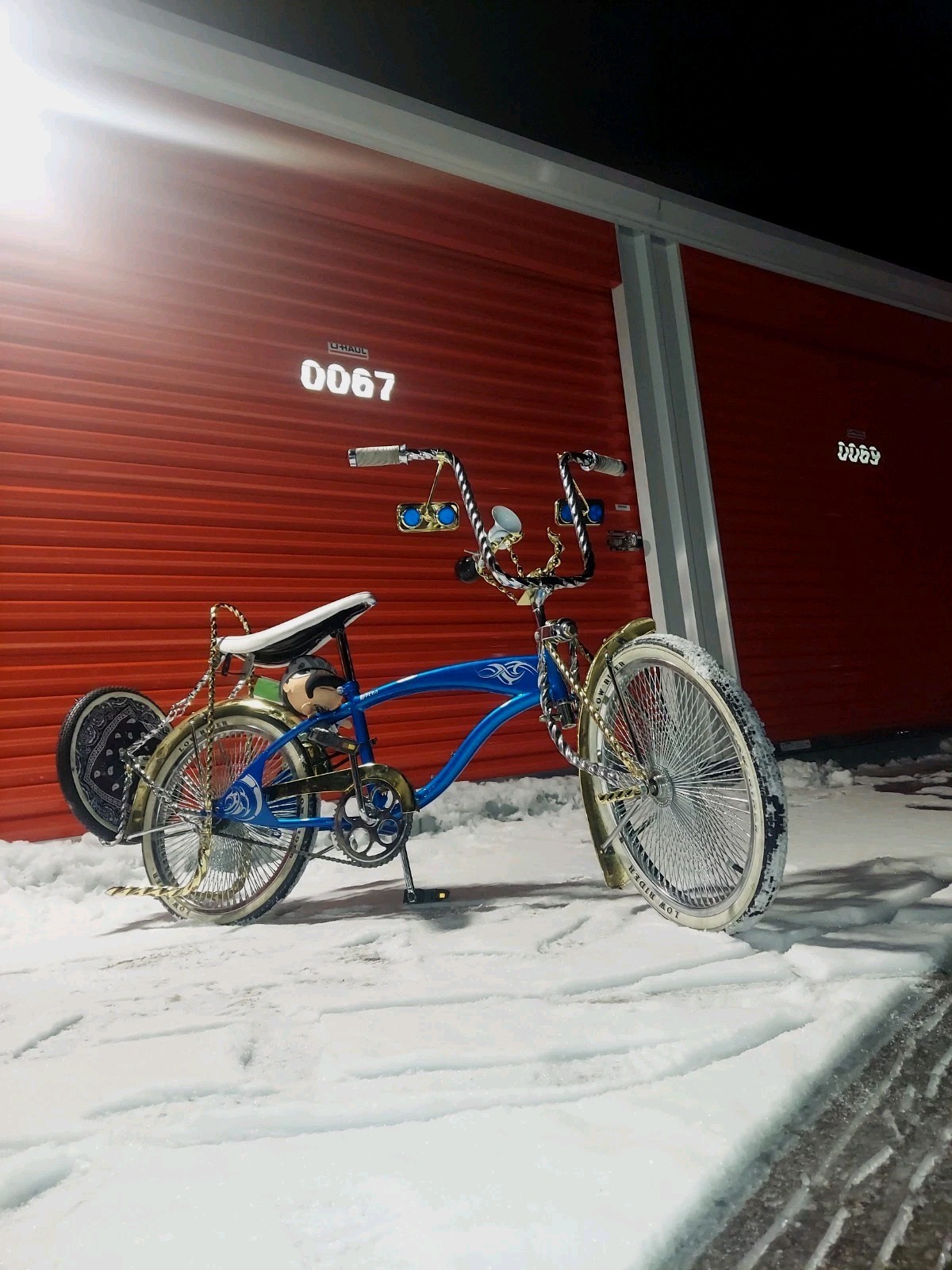 (Used) Custom Blue Lowrider Bicycle Gold Chrome Accents Blue Gold White (800.00 USD)