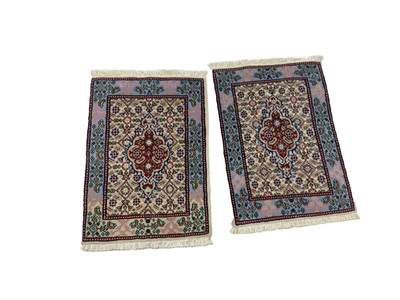 2 x Handgeknüpfter Orientteppich Moud   Auto Fußmatten( 60 X 40 CM)   Neu Top