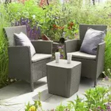 Keter 6164081 Lowa 2 Seater Rattan Effect Bistro Set