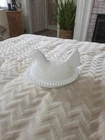 Vintage Indiana Glass White Milk Glass Hen on Nest Dish – 7” Covered Chicken