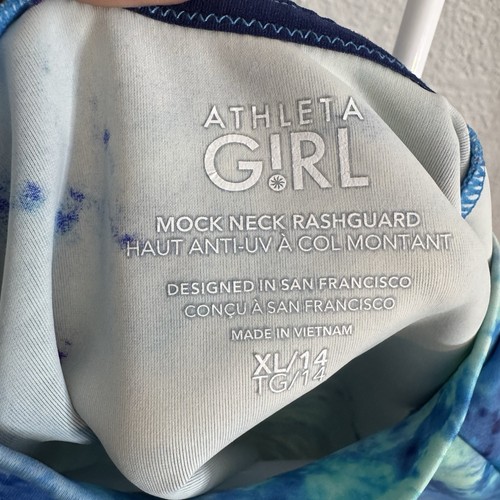 Athleta Girl Mock Neck Tie Dye Print Rashguard • Short Sleeve XL(14) - Picture 3 of 7