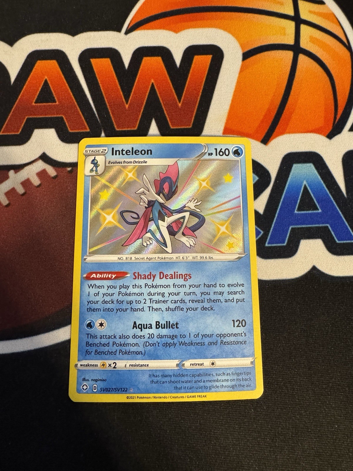 Inteleon - SV027/SV122 - Pokemon Shining Fates Sword Shield Shiny Rare Card