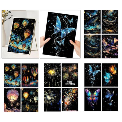4x Scratch Papier Scratch Kunst Malerei Papier Kunst Handwerk Kits für Spiel