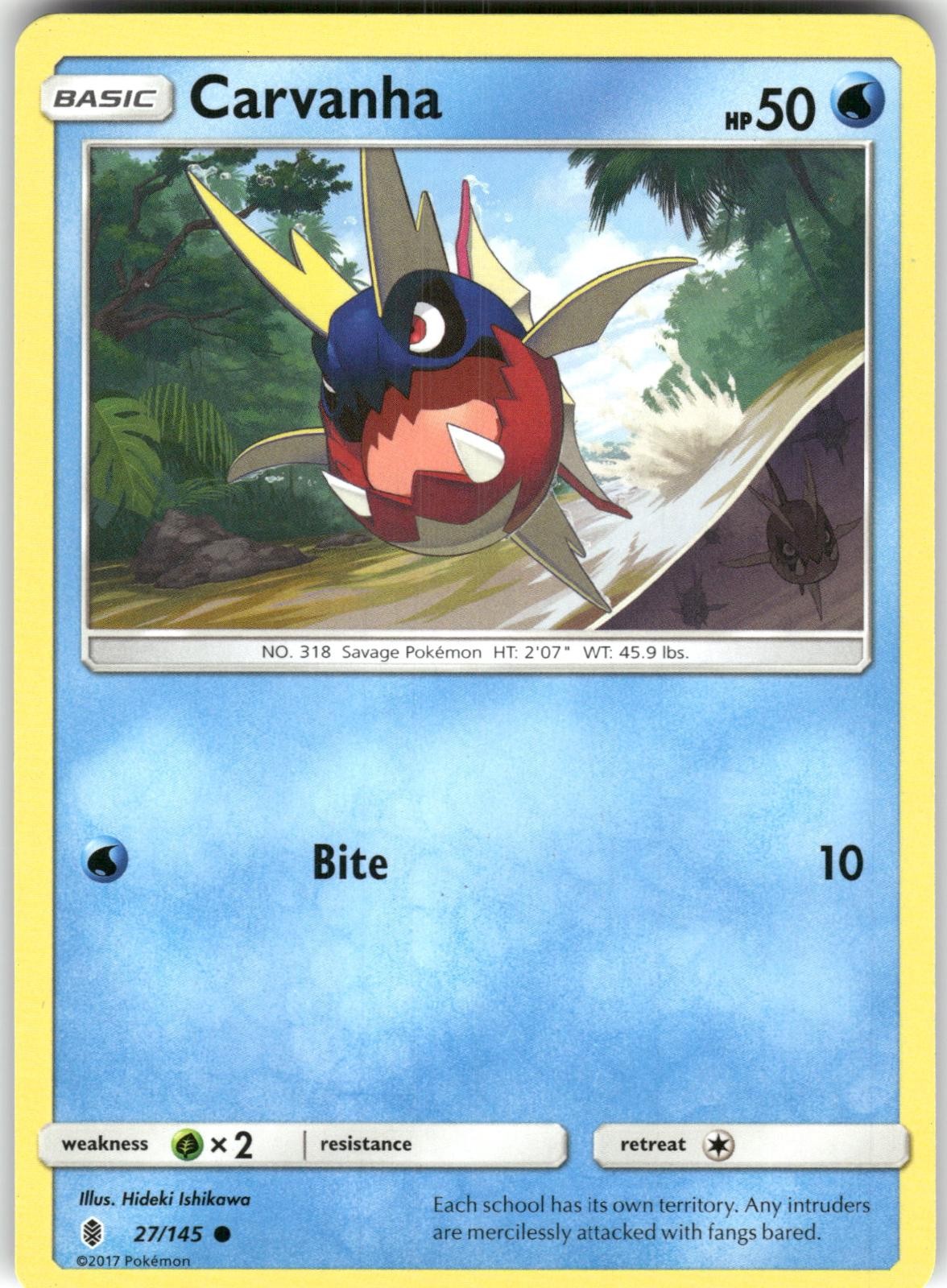 Carvanha 27/145 Guardians Rising Pokemon Card 2017 Lightly Played