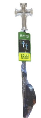 One Alpine Solar Cross Garden Decor Stake White LED Landscape Light NEW