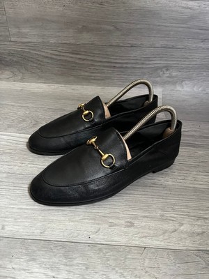 gucci brixton horsebit black leather jordan   loafers women sz 36.5