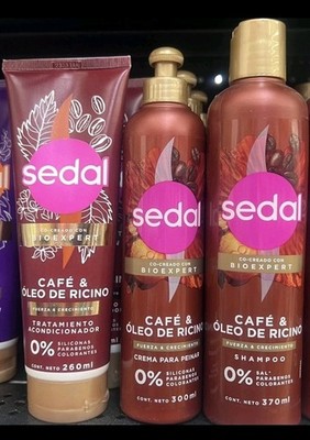 SEDAL CAFE & OLEO DE RECINO SHAMPOO+CREMA PARA PEINAR+ACONDICIONADOR/3PACK