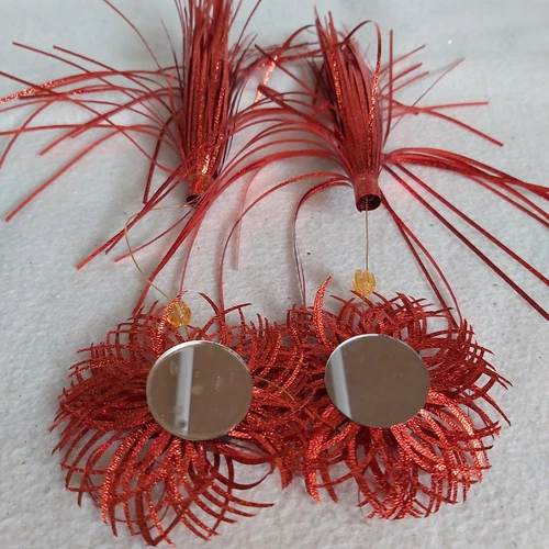 2 X Red 1970s Vintage Retro Christmas Xmas Tree Hanging Decorations Ornaments R2