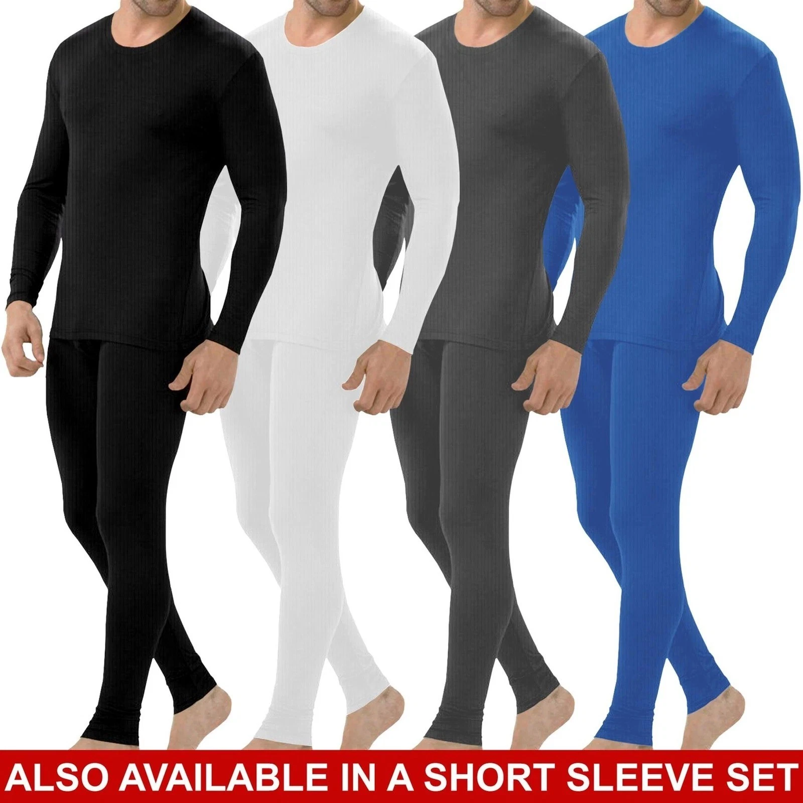 Mens Thermal Long Johns Top T Shirt Bottom Trouser Underwear Set Full Sleeve