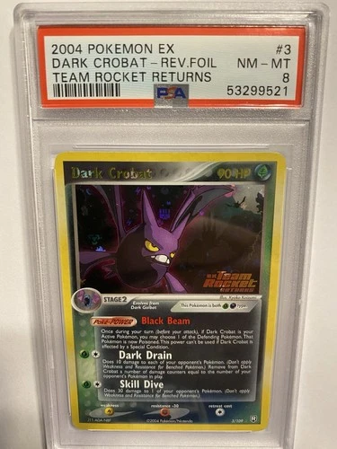 Pokémon Dark Crobat Rev Holo Team Rocket Returns 3/109 PSA 8