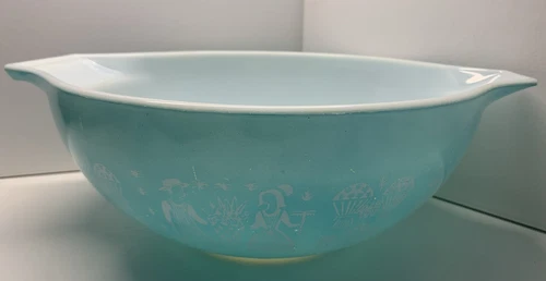 Pyrex Blue White Amish Butterprint 444 Large Cinderella Nesting Bowl 4Q