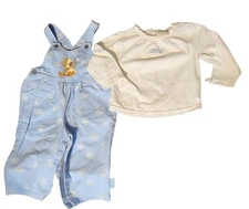 Vtg Little Suzy’s Zoo Baby clothes outfit Girls Overalls 2-piece Witzy 18m