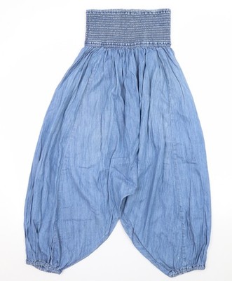 MNG Jeans Damen Blau Chambray Wide-Leg High Rise Relaxed Jeans M