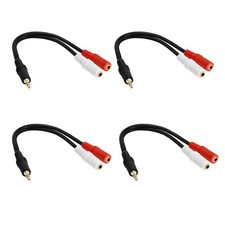 3.5mm Stereo Y Splitter 2 Female to 1 Male Cable Adapter For Earphone - LOT of 4