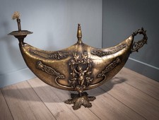 Large Oversized Empire Style Patinated Copper Alloy Decorative Oil Lamp