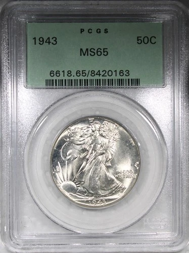 1943 Walking Liberty Half Dollar PCGS MS65 OGH OLD GREEN HOLDER