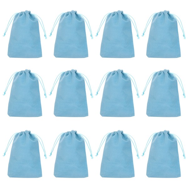 "12 StüCk Geschenkbeutel Samt,4 X 6\",Schmuckbeutel Samt Mit Kordelzug,Hellblau"-image