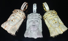 XL Jesus Head Pendant VVS1 Lab BAGUETTE Sim Diamonds Bussdown 56g HEAVY MASSIVE!