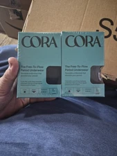 Cora The Free-To-Flow Period Underwear Bikini Black  LARGE  2 PACK OF BOXES