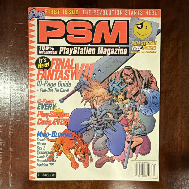 PSM: 100% Independent PlayStation Magazine Issue 1 Sept 1997 FF7 WITH Sticker!