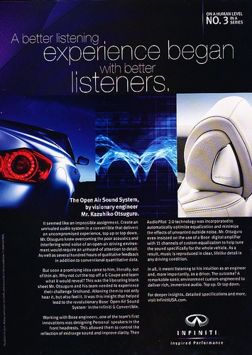 2009 Infiniti Sound System - Listeners - Classic Vintage Advertisement Ad D96