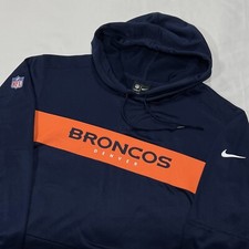 Nike NFL Denver Broncos Men  s Blue Hoodie On Field Pullover Sweater Size Medium