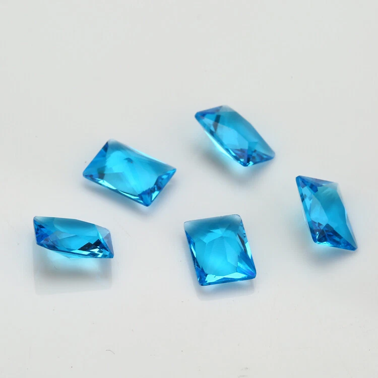 Piedra cortada a máquina de piedras preciosas de vidrio sueltas SeaBlue rectangulares de 3x5 ~ 13x18 mm 100 un. Foto 3 de 3