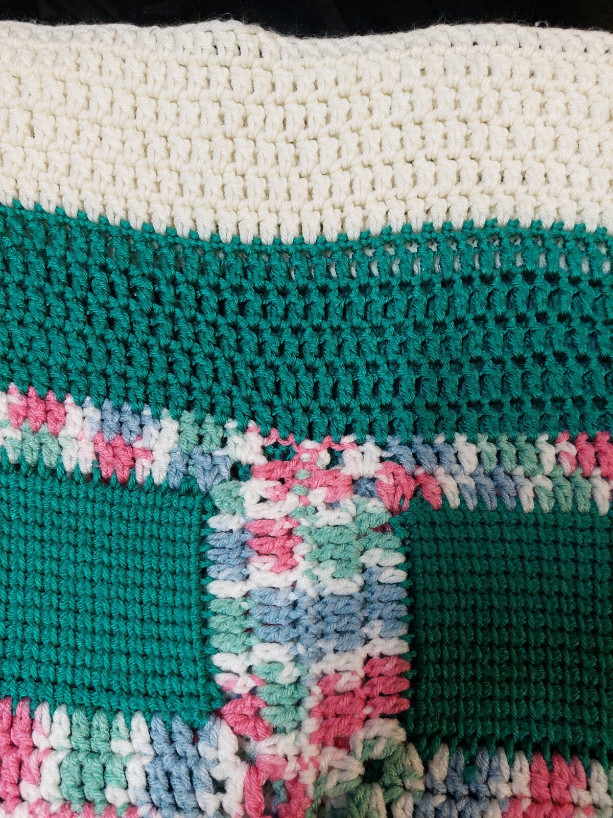 2 Vintage Handmade Crocheted Blankets Throw Afghan 44"x40