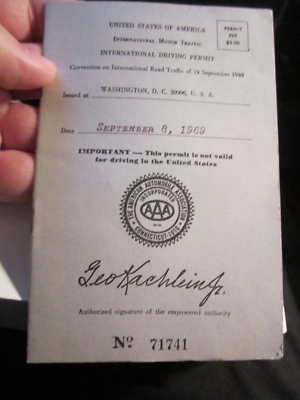 1969 INTERNATIONAL DRIVING PERMIT AND I.D. BOOKLET - BBA-50 | eBay