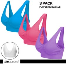 3 Pack Seamless Bras Comfort Marl Non Wired Sleep Bra Stretch Unpadded Crop Top
