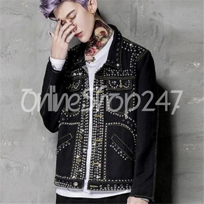 black studded jean jacket