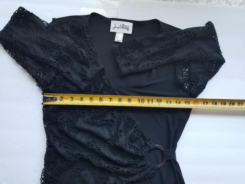 Joseph Ribkoff Women's Blouse Scoop Neck Black With Lace Overlay Top Sz 8 EUC - Picture 5 of 13
