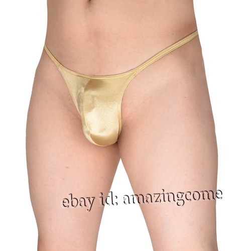 Men Shiny Micro Thong Underwear Male Penis Pouch String Tangas Lingerie T-Back - Picture 10 of 15
