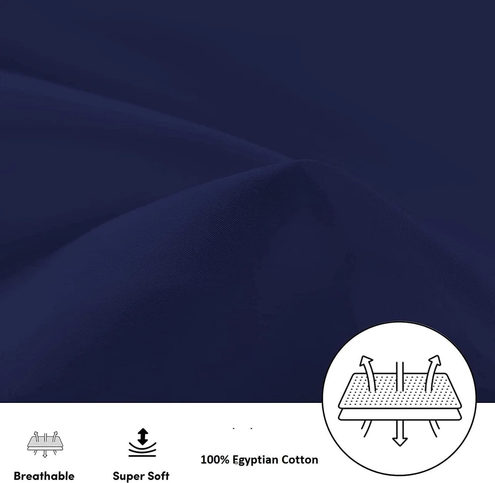 Travel Pillow Case 12"x18" Egyptian Cotton 2-Pack Navy Blue