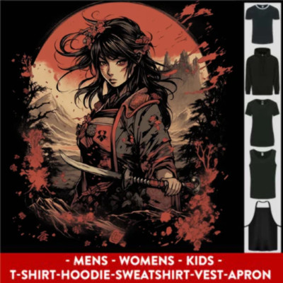 Anime Samurai Girl Fantasy Warrior Herren Damen Kinder Unisex