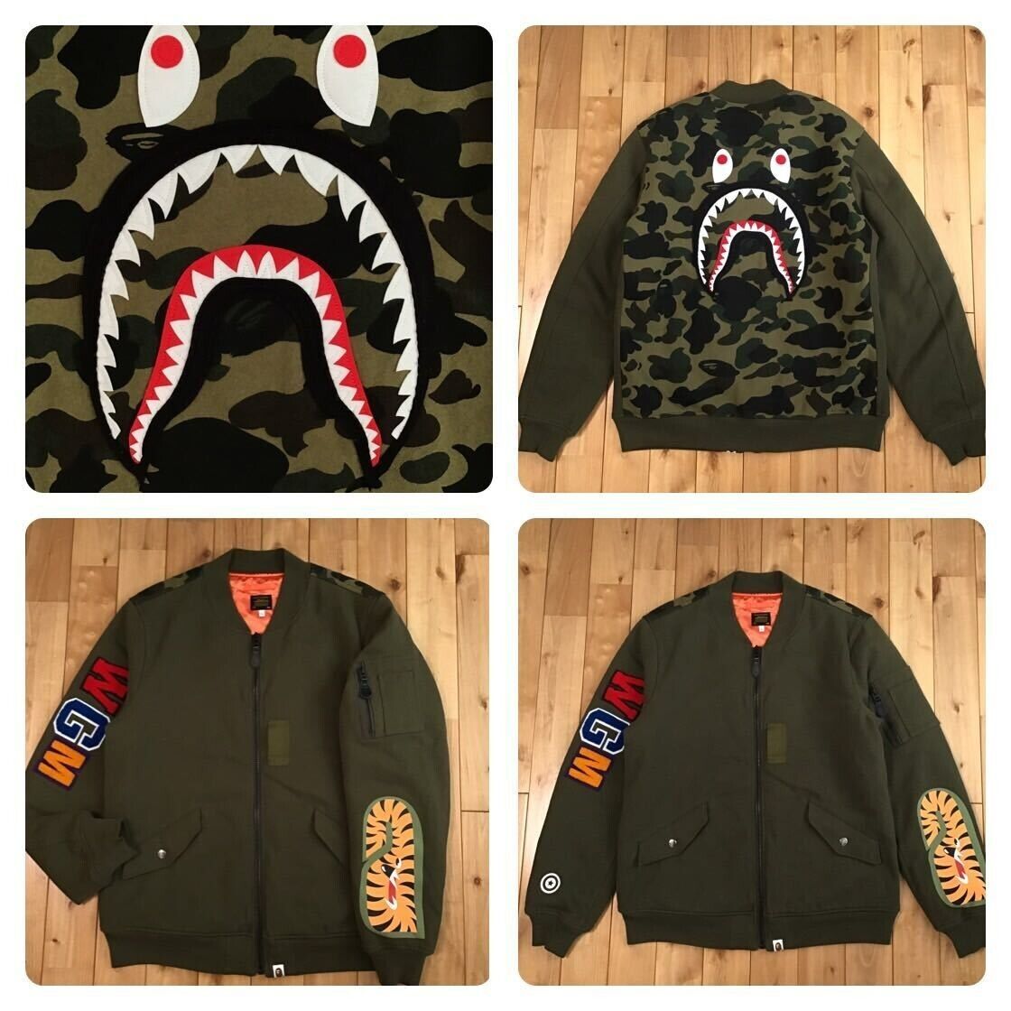 BAPE SHARK sweat MA-1 bomber jacket a bathing ape camo Size L