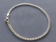  9" ANKLE BRACELET ITALIAN STERLING SILVER BISMARK 3mm 050 ITALY 925