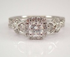 Diamond Halo 1.50Ct Simulated Round Engagement Ring 925 Sterling Silver