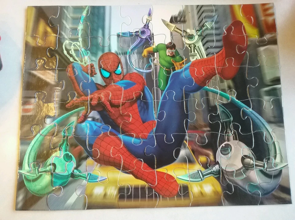 2 rompecabezas de aluminio Marvel Spider-Man 48 piezas en estuche de hojalata ~ 11" X 14" Foto 3 de 3