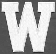 3" Tall Monogram White Block Letter W Embroidered Iron on Patch