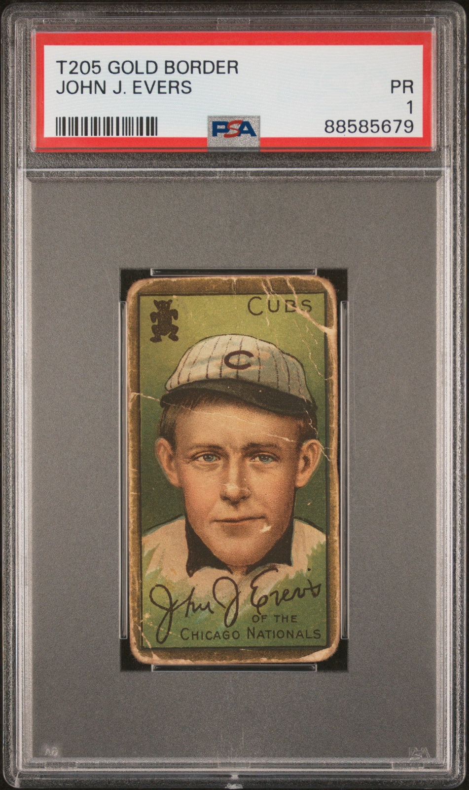 1911 T205 Gold Border John J. Evers - PSA 1 HOF