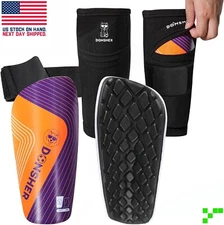 Soccer Shin Guards w/ Sleeves Set Kids/Youth/Adult Pad XS S M L 5.7"-8" Fútbol