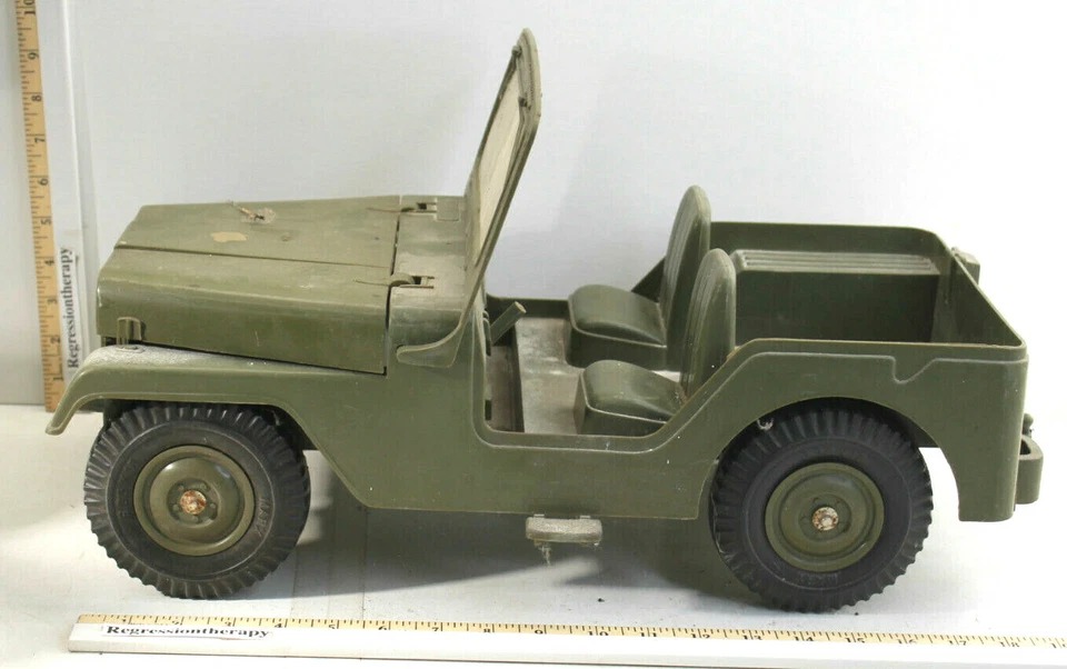 Vintage 1950s Marx Toys MAR US Plastic Army Jeep + Trailer + Cannon w/ Shell USA Foto 4 de 4