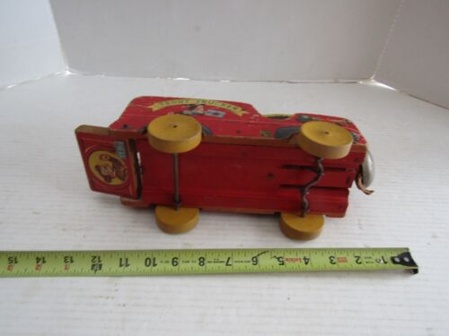 VINTAGE FISHER PRICE PULL TOY TEDDY TRUCKER #711 WOOD WOODEN PARTS RESTORE - Picture 5 of 6