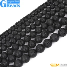 Natural Black Volcanic Lava Sponge Round Beads For Jewelry Making Free Shipping