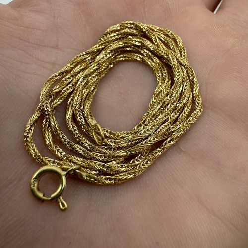 18k Solid Yellow Gold Twisted 1.4mm Wheat Foxtail Chain Necklace 24” - 第 9/10 張圖片