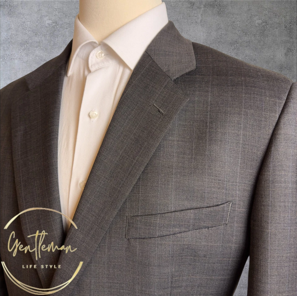 ALFANI мужской Blazer 46R шерсти коричневый Sport пальто две кнопки костюм куртка клетку - Изображение 3 из 4