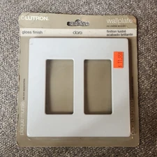 Lutron CW-2-WH Double Gang Claro Wall Plate White Gloss Finish