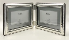Siena Silverplated Beaded Border Double Picture Frame for 6IN x 4IN Photos
